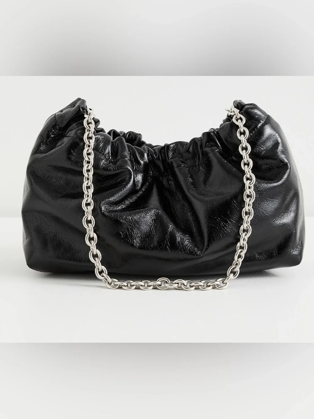 Reformation DAHLIA Black Leather Chain Bag $348 New